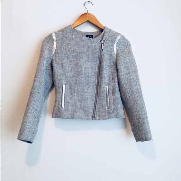 A/X Armani Exchange Grey Tweed Moto Jacket - Picture 2 of 3